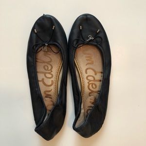 Sam Edelman navy leather bow flats
